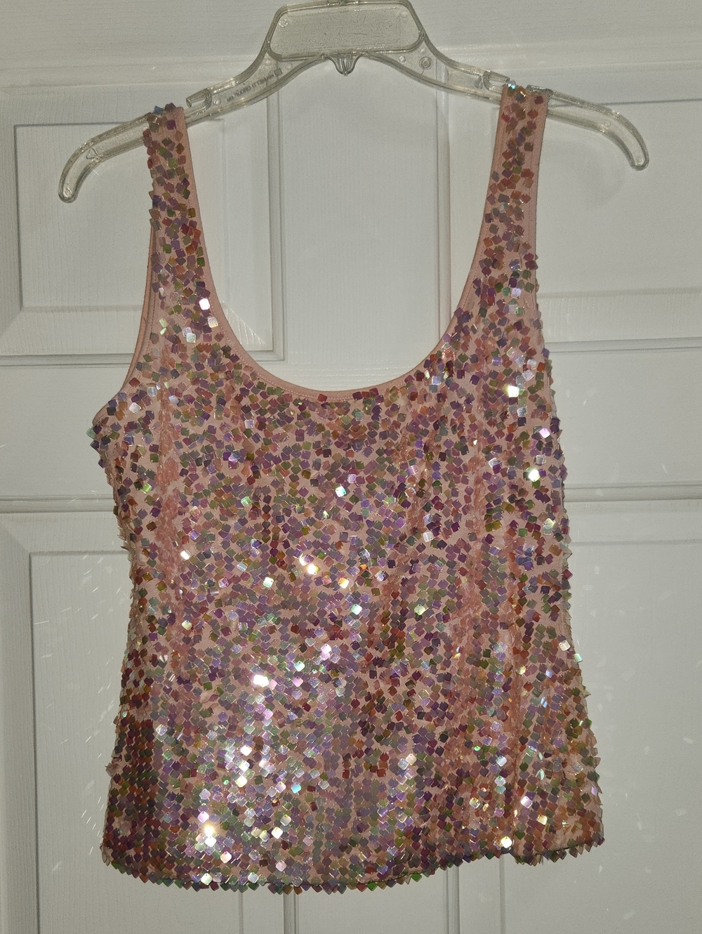Vivienne Tam Iridescent Pink Sequin Tank Top